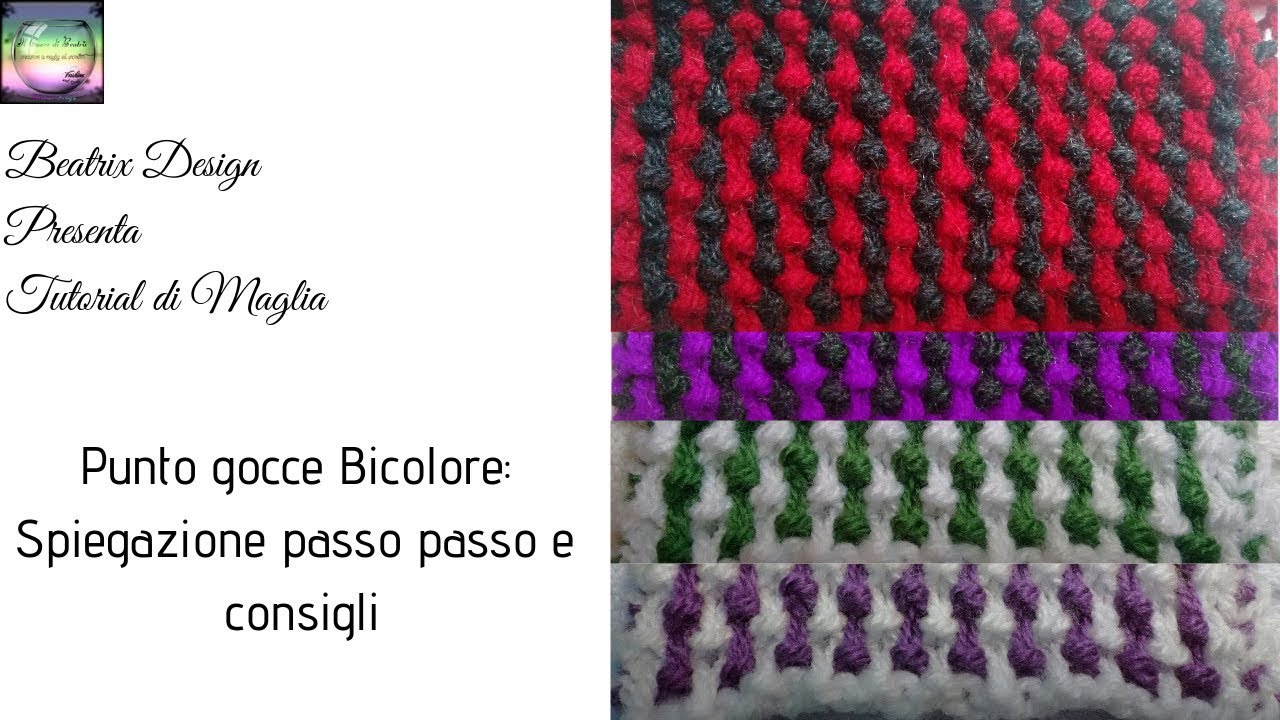 Punto goccia ai ferri bicolore tutorial di maglia
