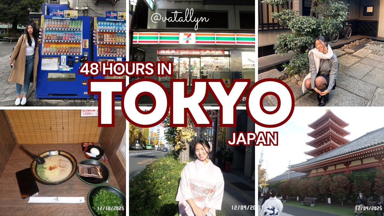 Travel Vlog | 48 hours in Tokyo, Japan 🇯🇵 Kimono, vending machines, ramen, 711, and a lot of eating!