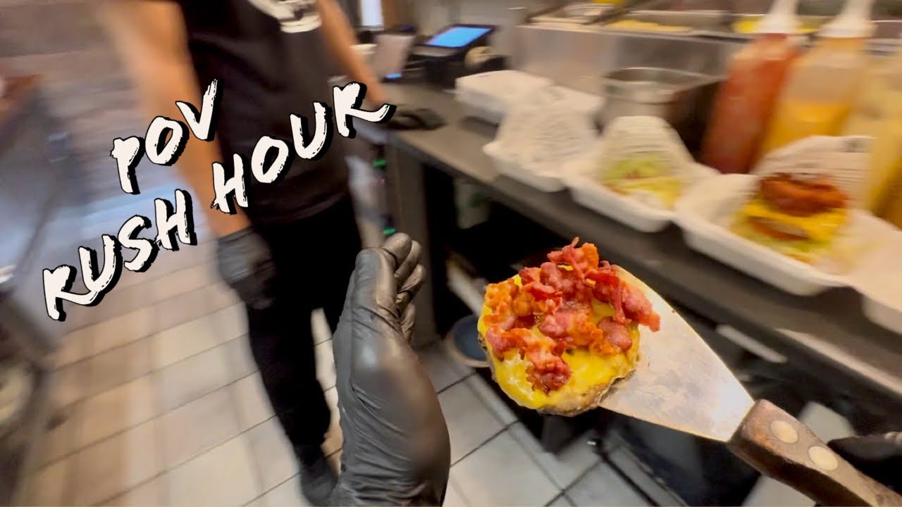 PoV: RUSH HOUR IN KITCHEN | Making Cheese Burgers and Fries in a ROW🍔🍔