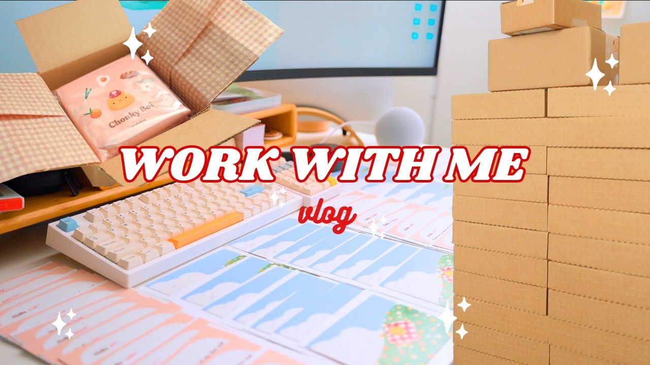Work with me ʕ&bull;́ᴥ&bull;̀ʔっ shop update, packing orders, unboxing new products, new thank you cards