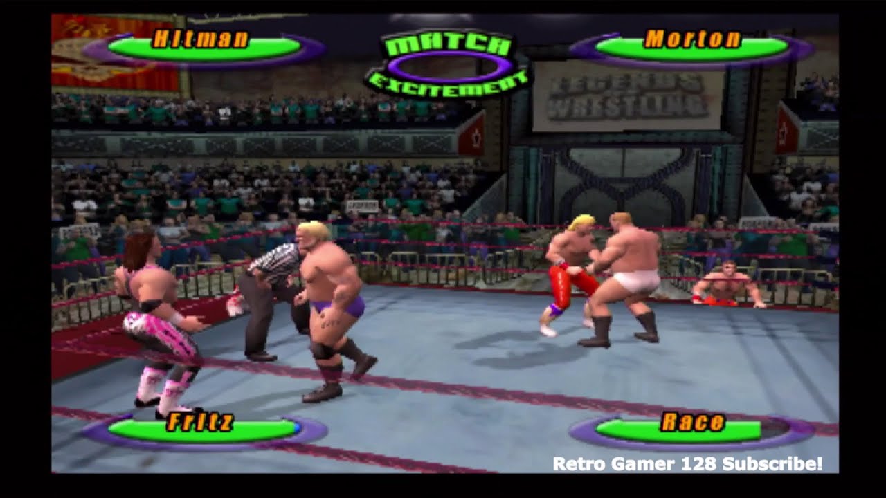 Legends Of Wrestling Bret Hart vs Ricky Morton vs Fritz Von Erich vs Harley Race 4 Way Dance - PS2