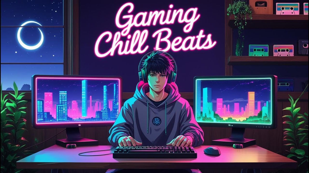 Chill Lo-Fi Gaming Beats | Cyberpunk Vibes with Rainbow Lights 🌙🎮