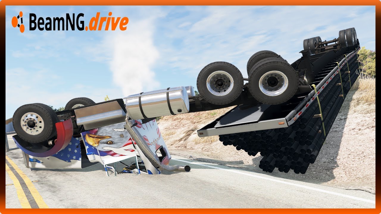BeamNG.drive MP - BIG TURBO SEMI VS SKETCHY ROAD!