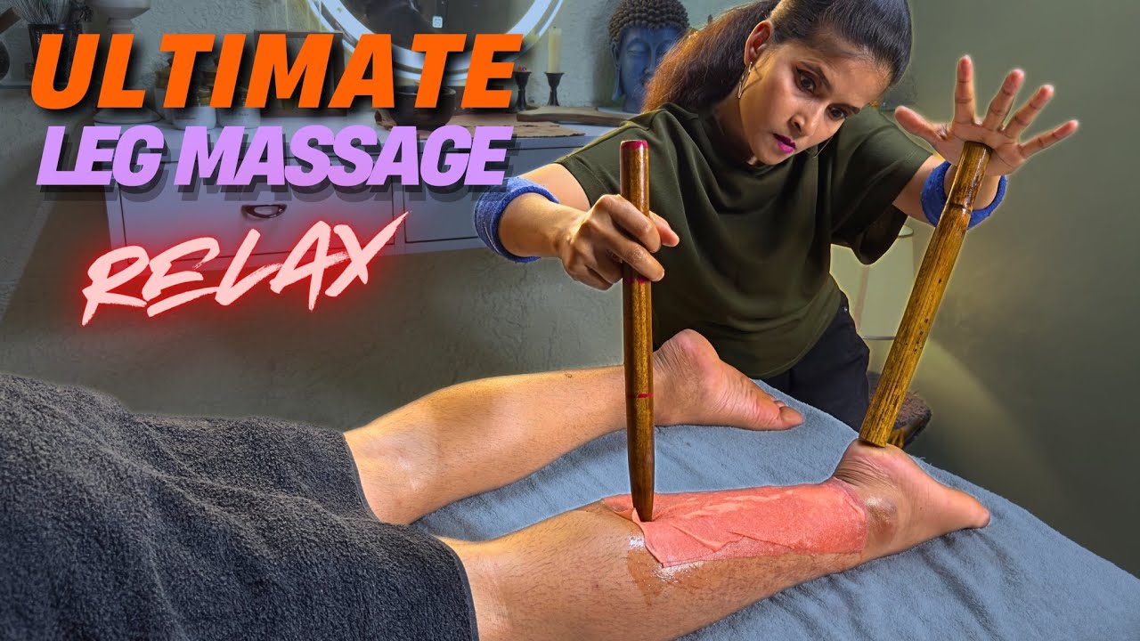 Painkiller Ultimate Leg Massage | Thai Bamboo Acupressure Calf & Foot Pain Relieve Massage