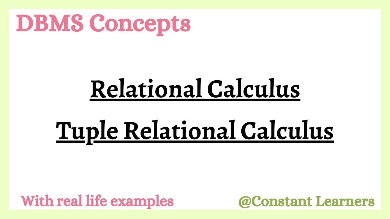 51. Relational calculus | Tuple relational calculus #databaseconcepts #dbms #trc