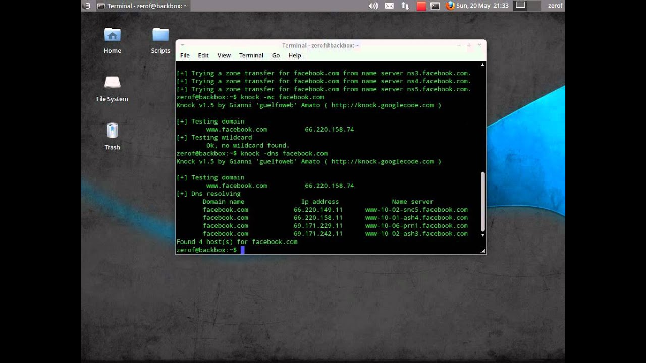 Knock Subdomain Scanner on BackBox 2