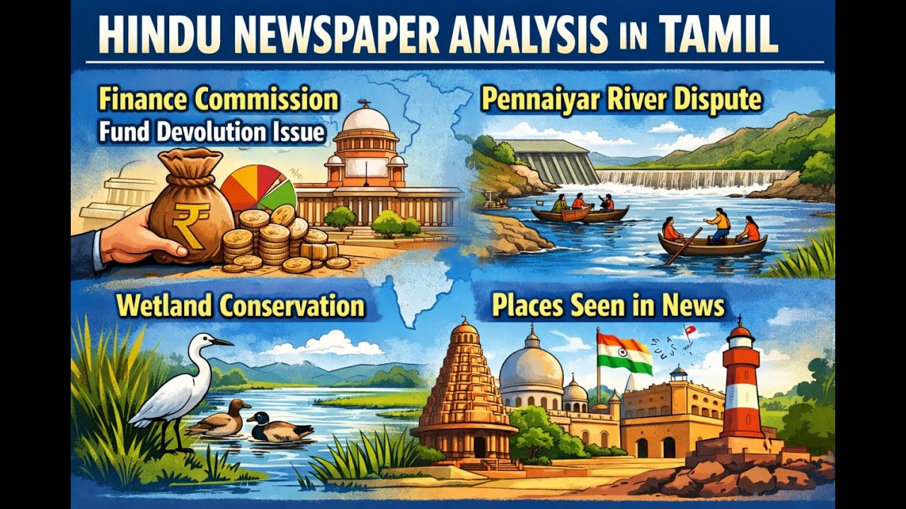 The Hindu Newspaper Analysis (Tamil) | Finance Commission முதல் Wetland வரை | Current Affairs