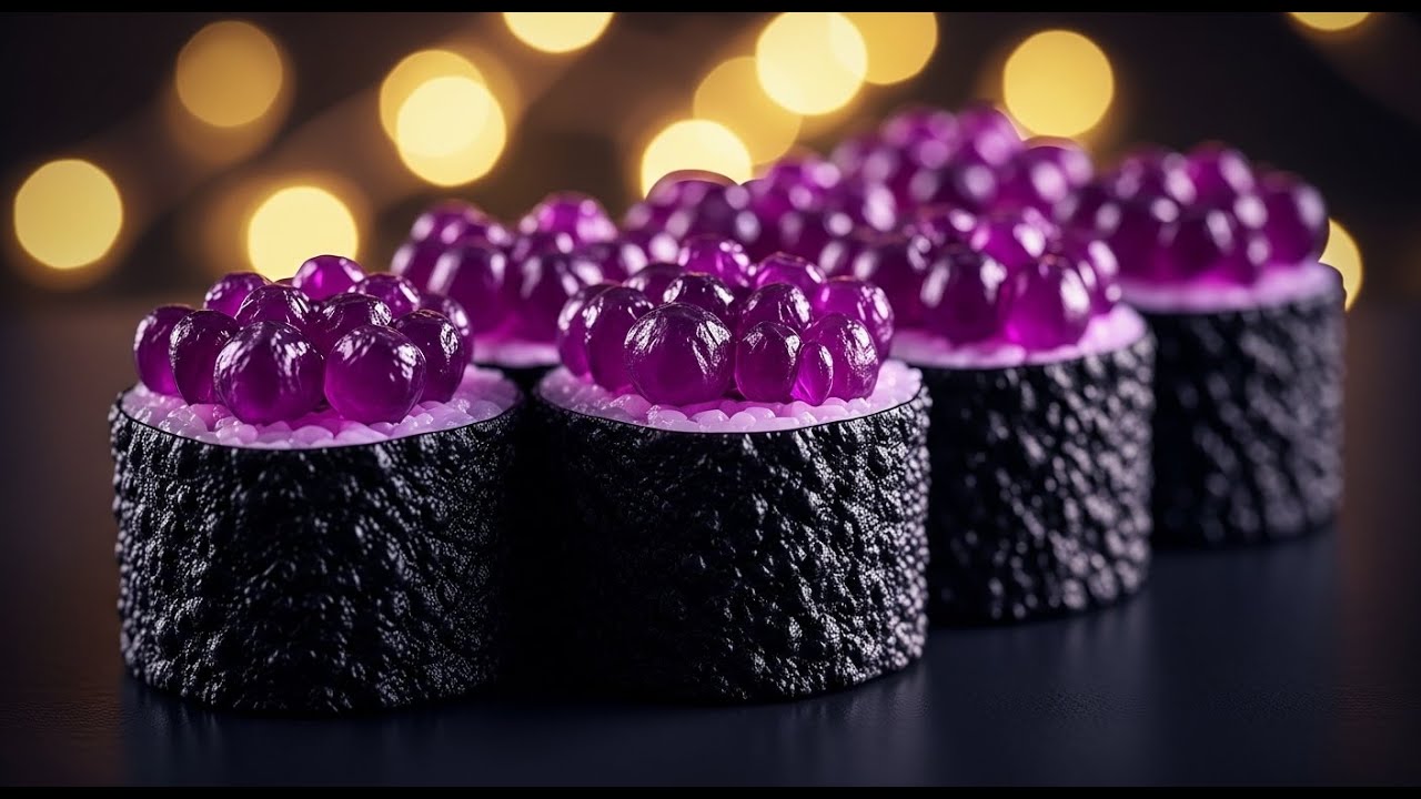 Amethyst Sashimi Rolls: Making LUXURY BLACK SUSHI on Obsidian Wraps | Aesthetic Gourmet Recipe
