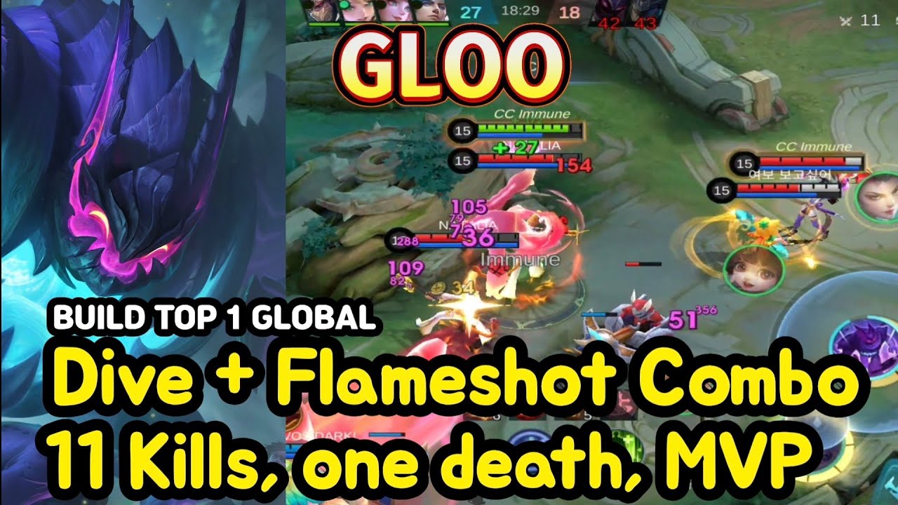 Gloo (Mythical Glory): Flameshot Dive Combo, 11 Kills MVP | MLBB Ranked Gameplay