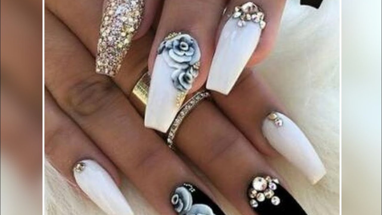 UÑAS ACRILICAS BLANCO Y NEGRO + ALGUNOS TIPS /RECREANDO DISEÑO DE INSTAGRAM