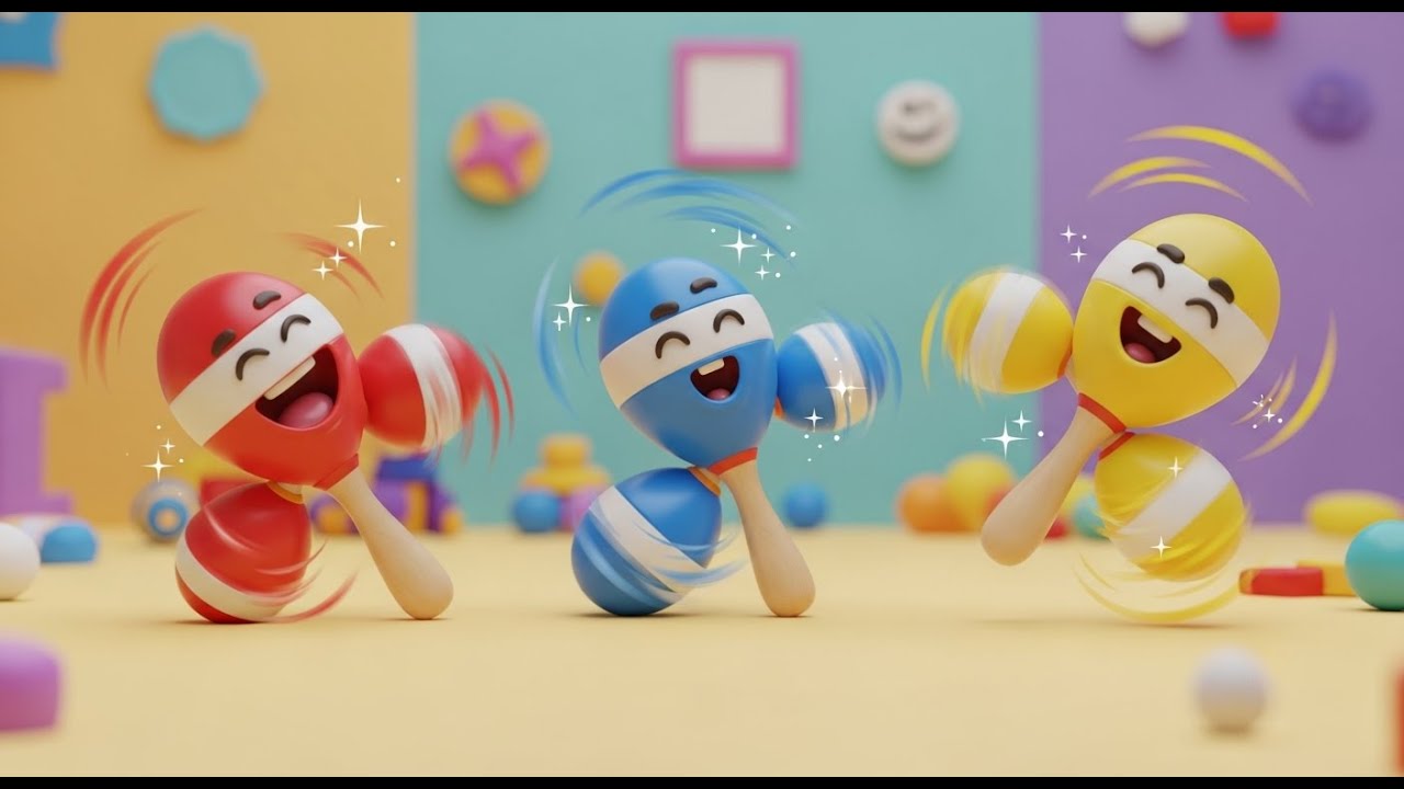 Three Little Toy Maracas Shake Shake Shake | Musical Rhythm Song for Kids