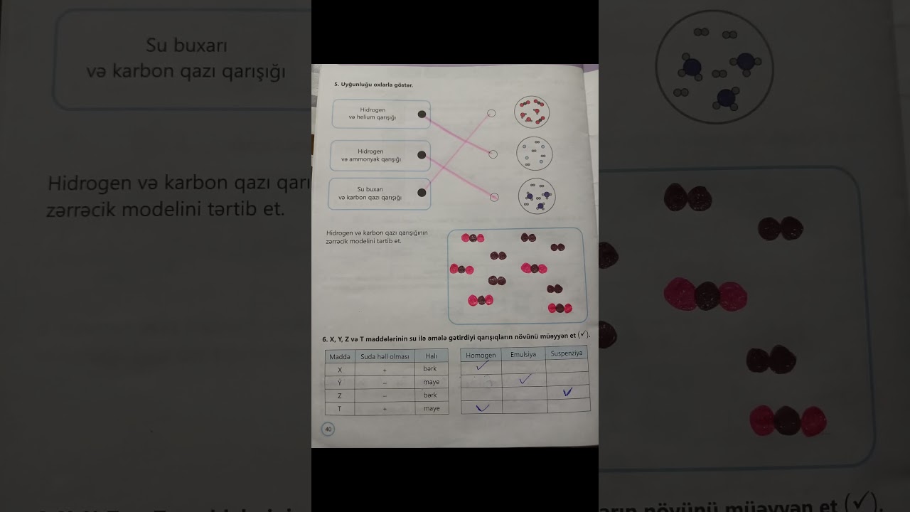 7-ci sinif Kimya iş dəftəri səh 40 #keşfet #chemistry #kesfetollll #exam