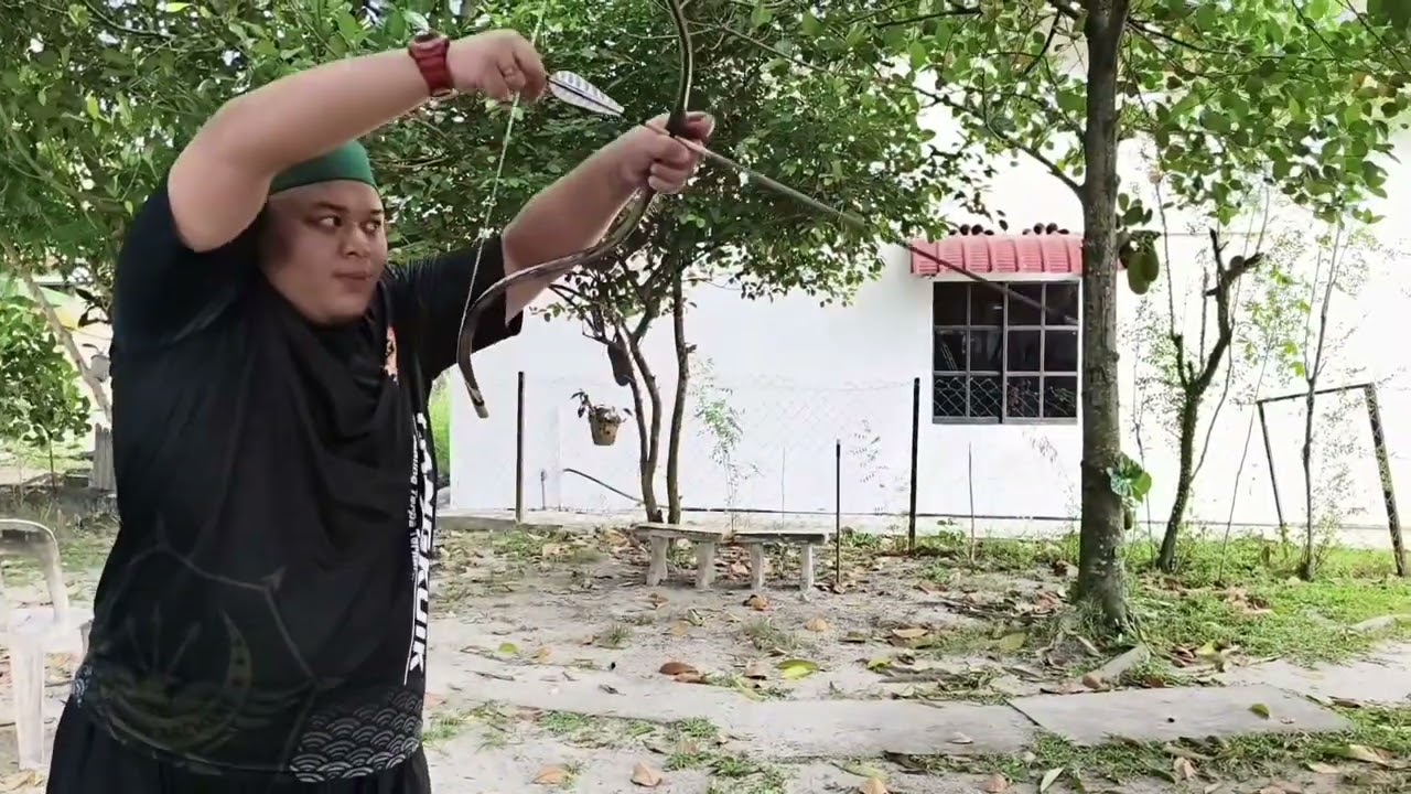 Menguji cuba Hornbow tanduk domba 50lbs hasil tangan kang bettot