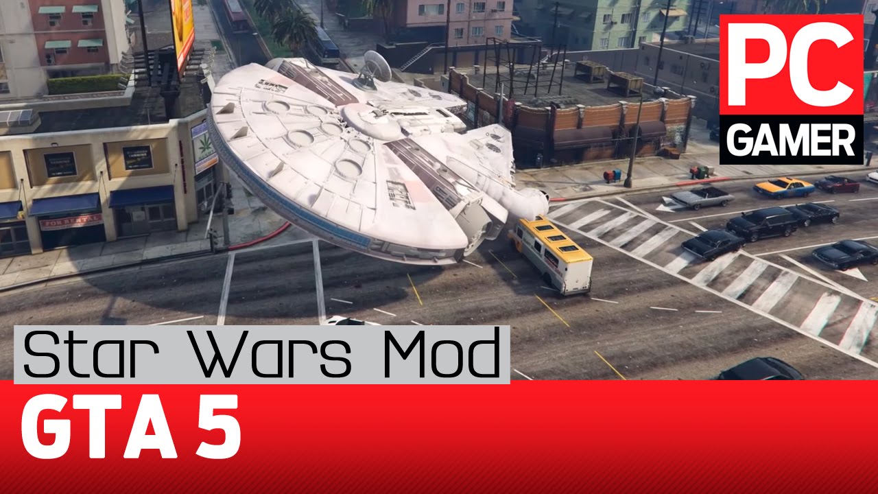 GTA 5 Star Wars mod — Millennium Falcon and Star Destroyer