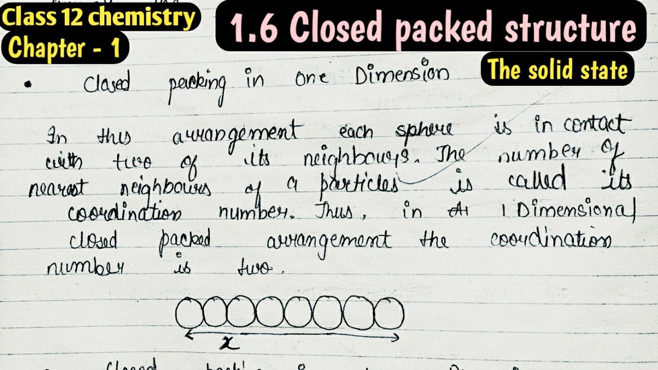 Class 12 chemistry chapter 1|| The solid state || Closed packed structure