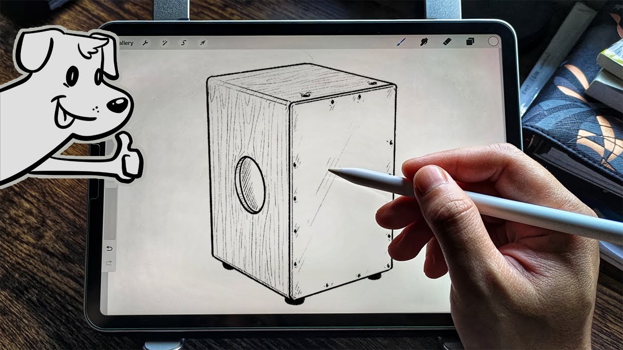 How to draw Cajon drum 📦 🎶