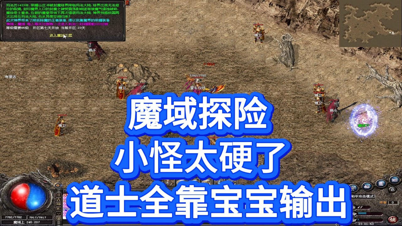 热血传奇；魔域探险，小怪太硬了，道士全靠宝宝输出