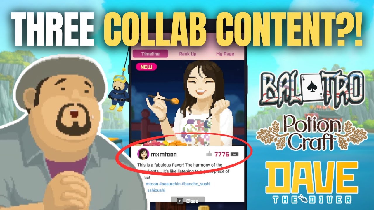 EVERYTHING you need to know: Dave the Diver's THREE collaboration #balatro #potioncraft #mxmtoon