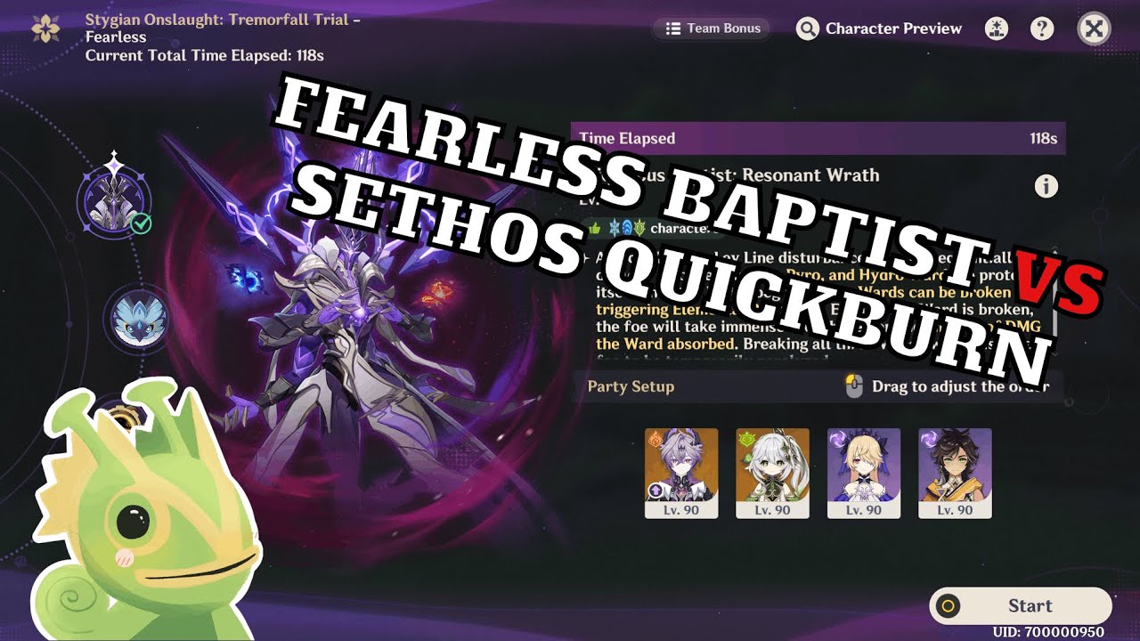 Stygian Onslaught Fearless Baptist VS Sethos Quickburn | 118 seconds | Genshin Impact