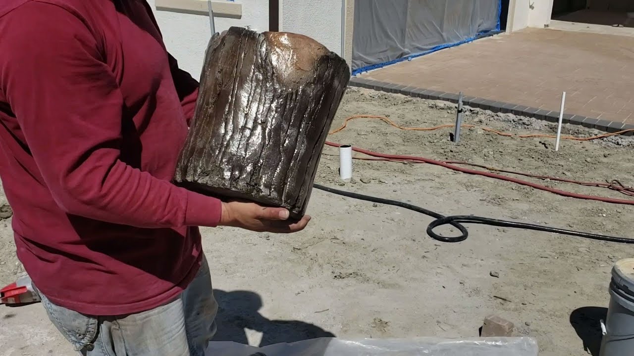 Como hacer un macetero con cemento en figura de tronco