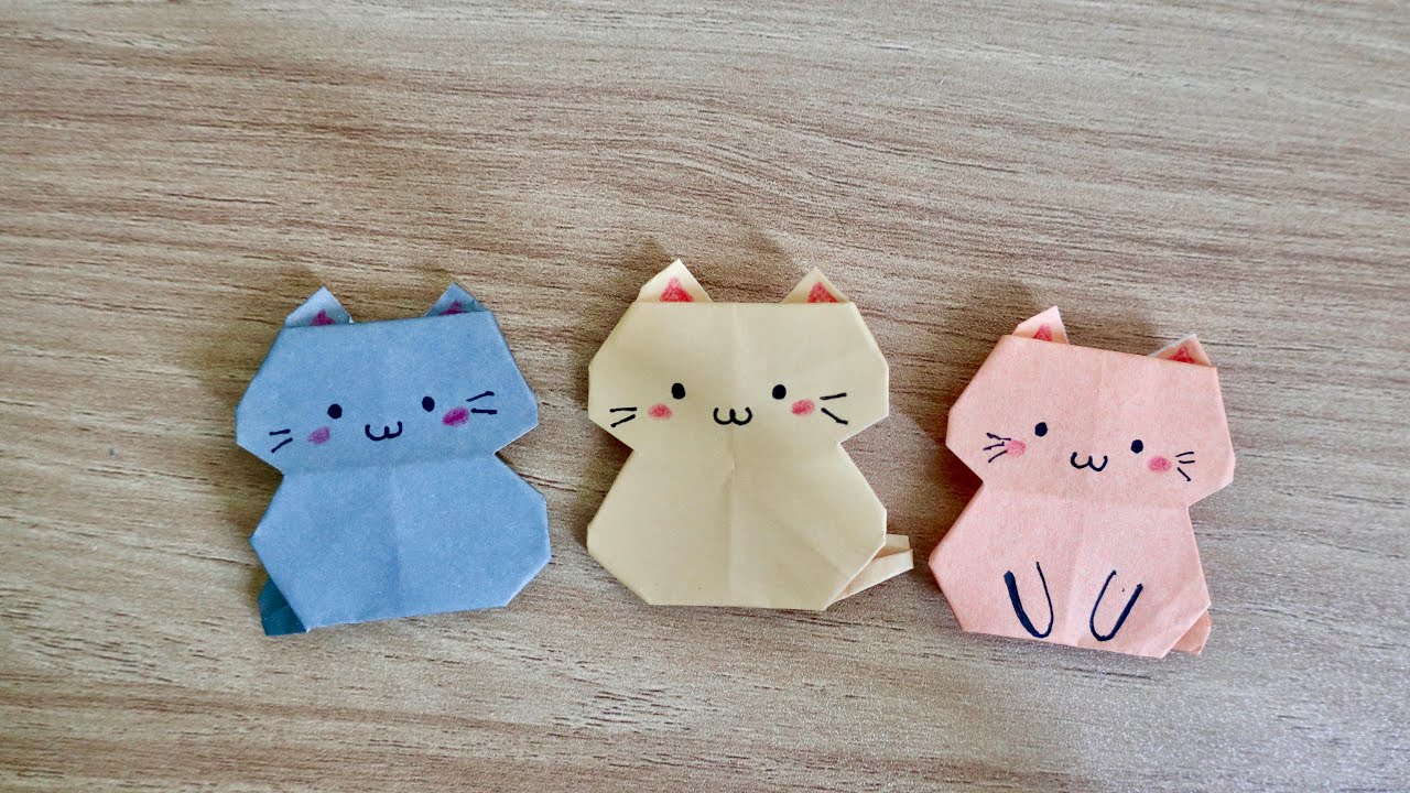 【動物摺紙】摺紙可愛小貓 Origami cute cat (Easy)