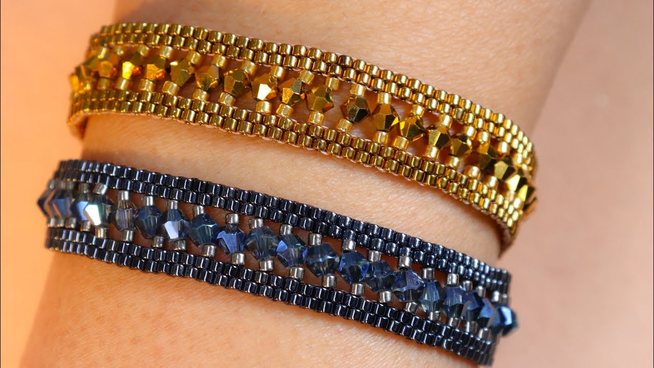 آموزش دستبند یک ردیف کریستال  Beaded bracelet with een row crystal  ,beginner project