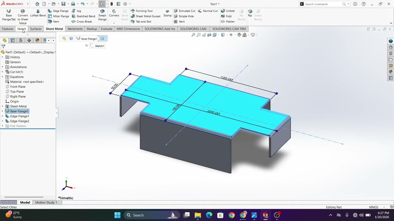 BRACKET DESIGN SHEET METAL SOLIDWORKS | SOLIDWORKS FOR BEGINNERS MODEL 2026 | 