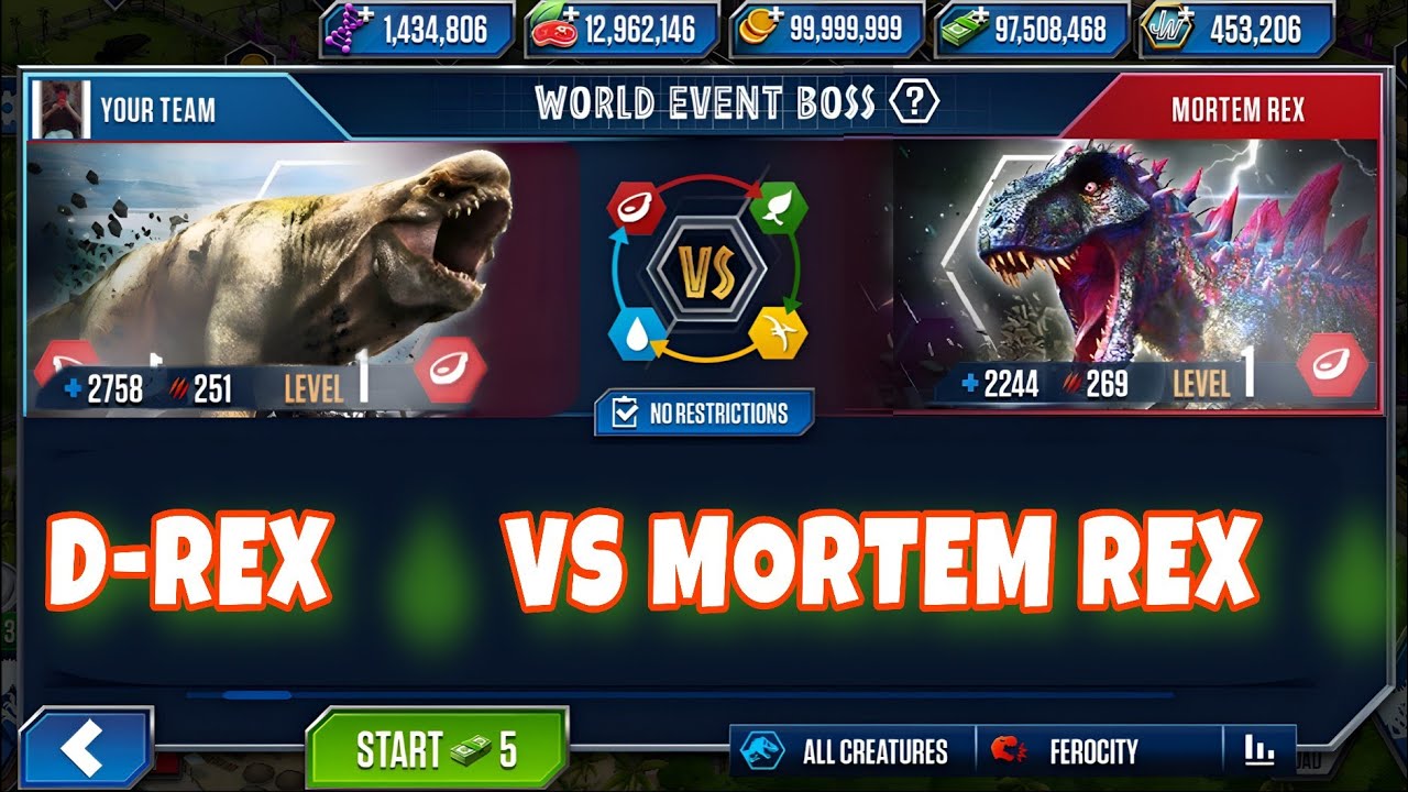 D-REX VS MORTEM REX! 🔥 World Event Boss Battle | Jurassic World: The Game Update 88