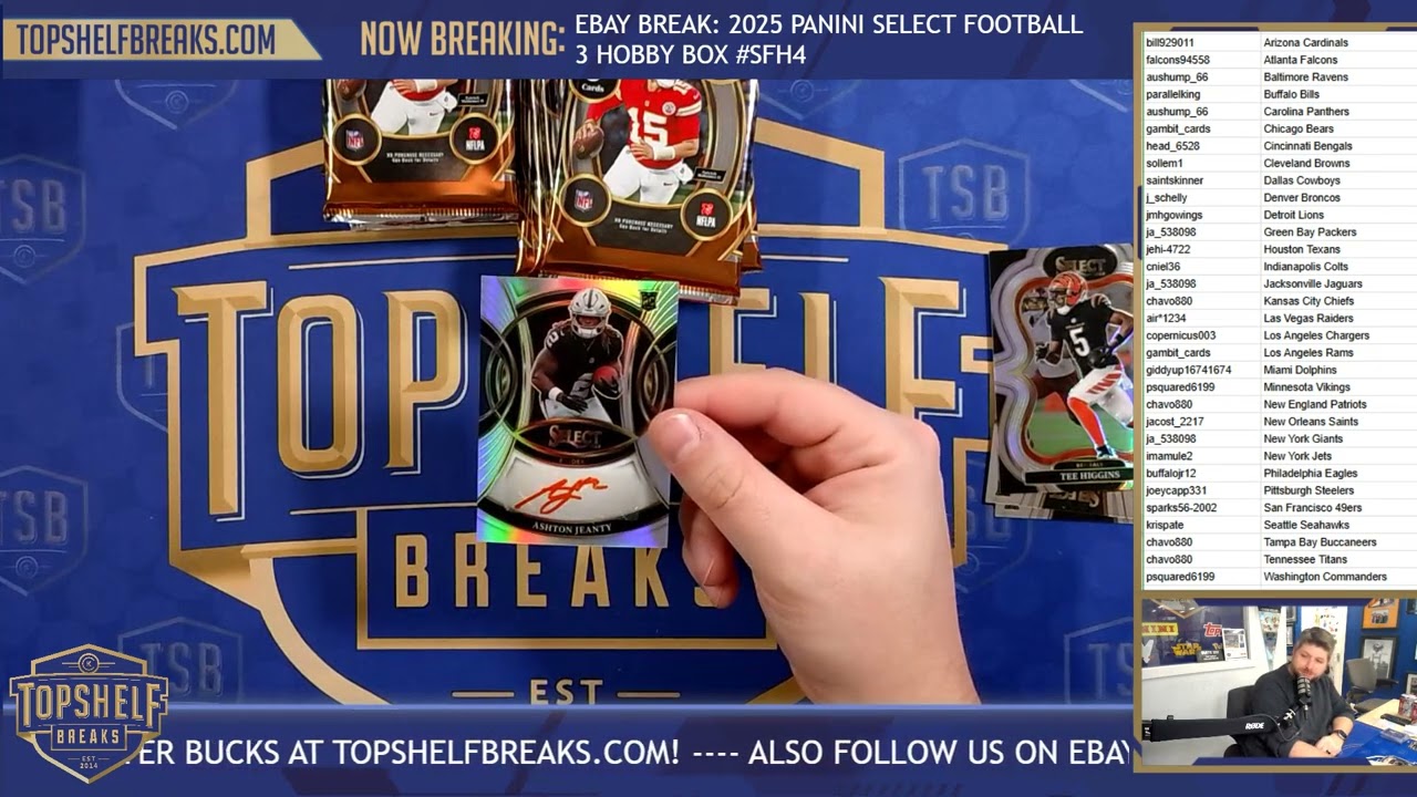 EBAY BREAK #SFH4 2025 Panini Select Football 3 Box PYT Break | Top Shelf Breaks | 2/20/26