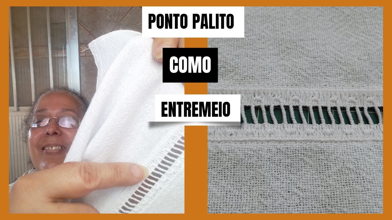 Como costurar o Ponto Palito como Entremeio  no  Pano  de Prato