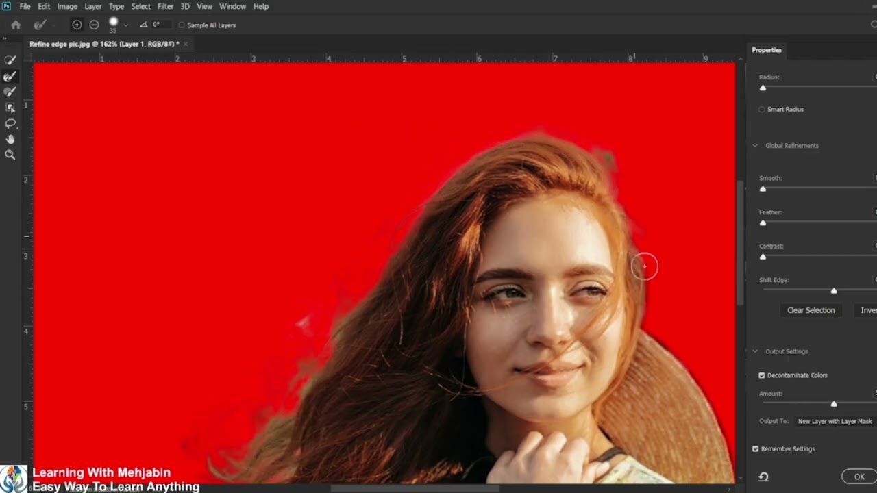 NSDA Refine Edge in Photoshop easy and quick refine hair step by step tutorial in Bangla.