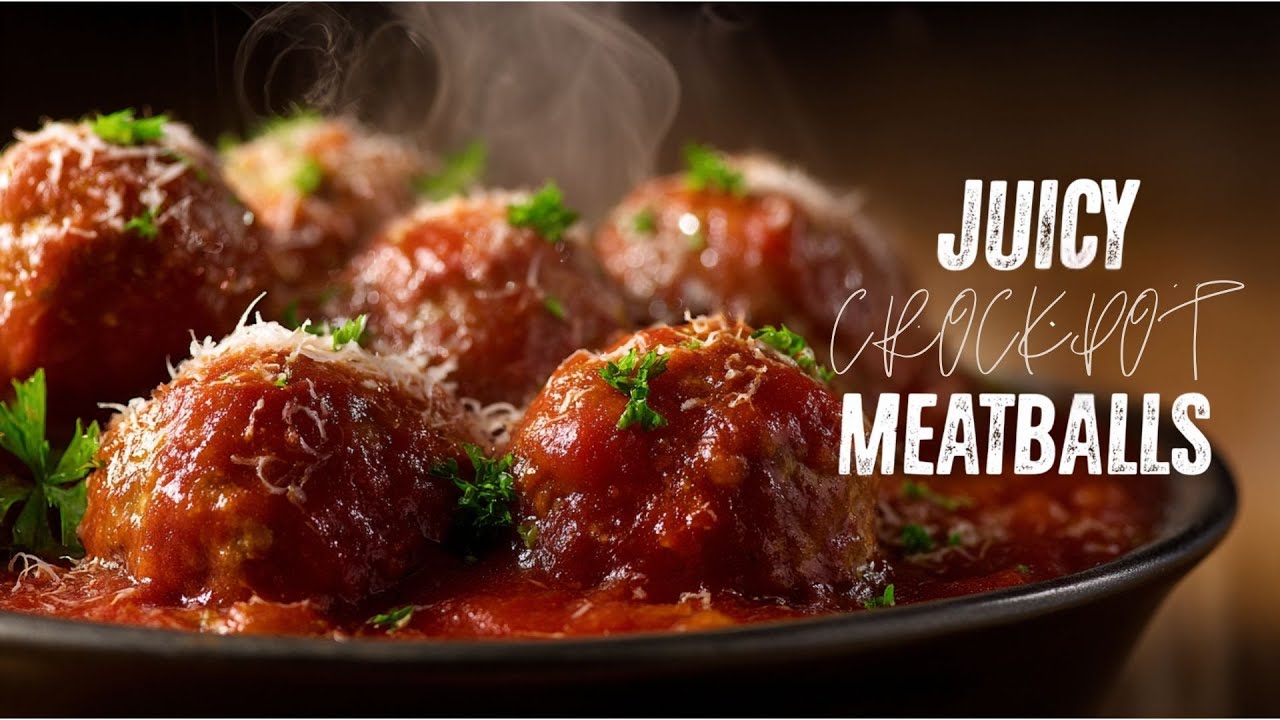 Slow Cooker Meatballs in Marinara | Easy Juicy Crockpot Dinner