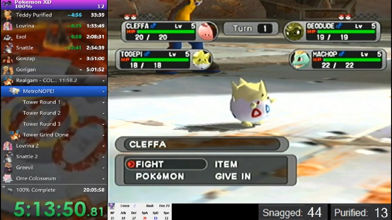 Pokemon XD 100% Speedrun (18:32:06 - Part 1)
