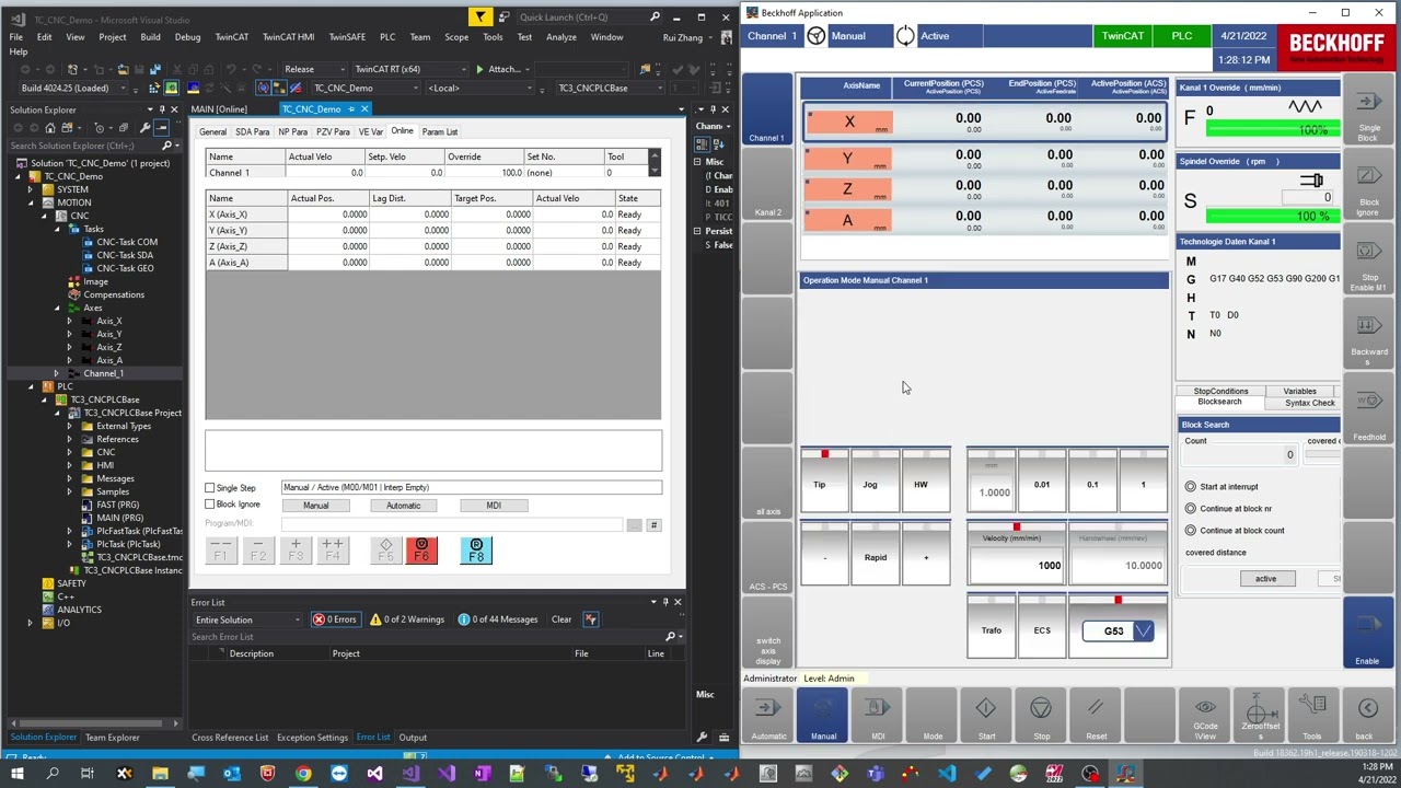 Beckhoff CNC Simulation Live Demo