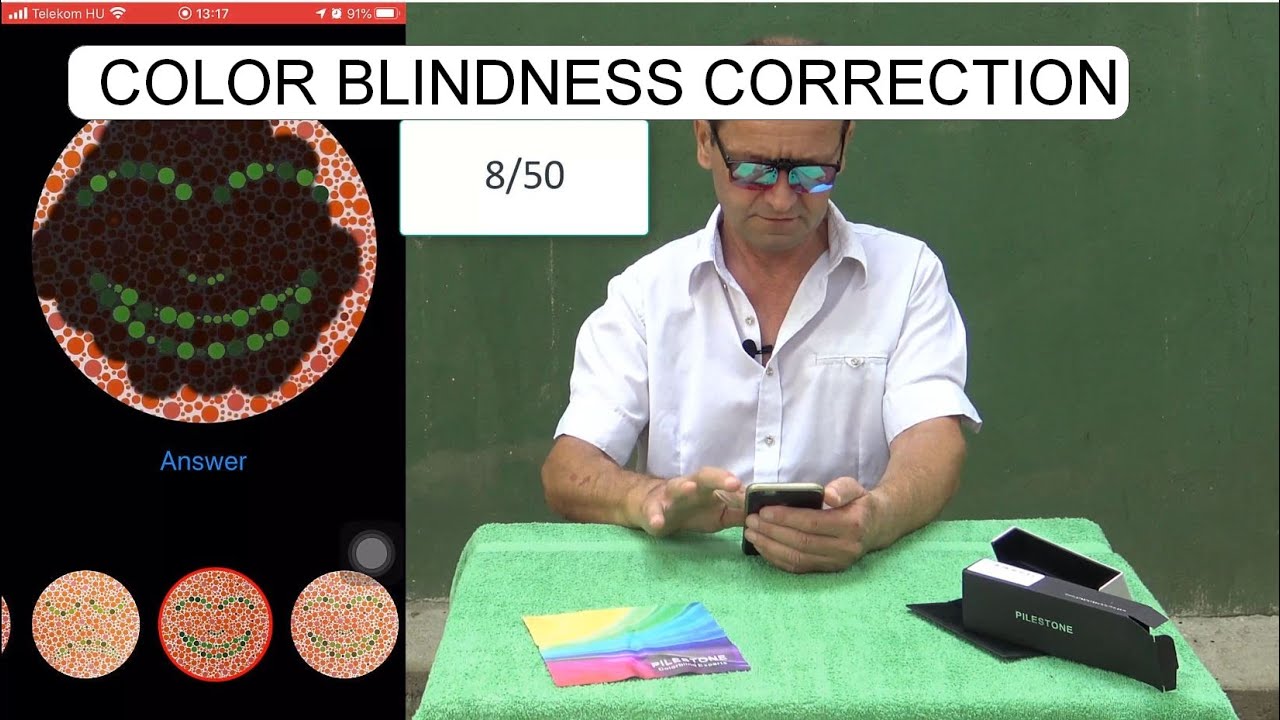 SZ&Iacute;NL&Aacute;T&Aacute;ST JAV&Iacute;T&Oacute; SZEM&Uuml;VEG TESZT COLOR BLINDNESS CORRECTION GLASSES - PILESTONE TP-029 CLIP-ON