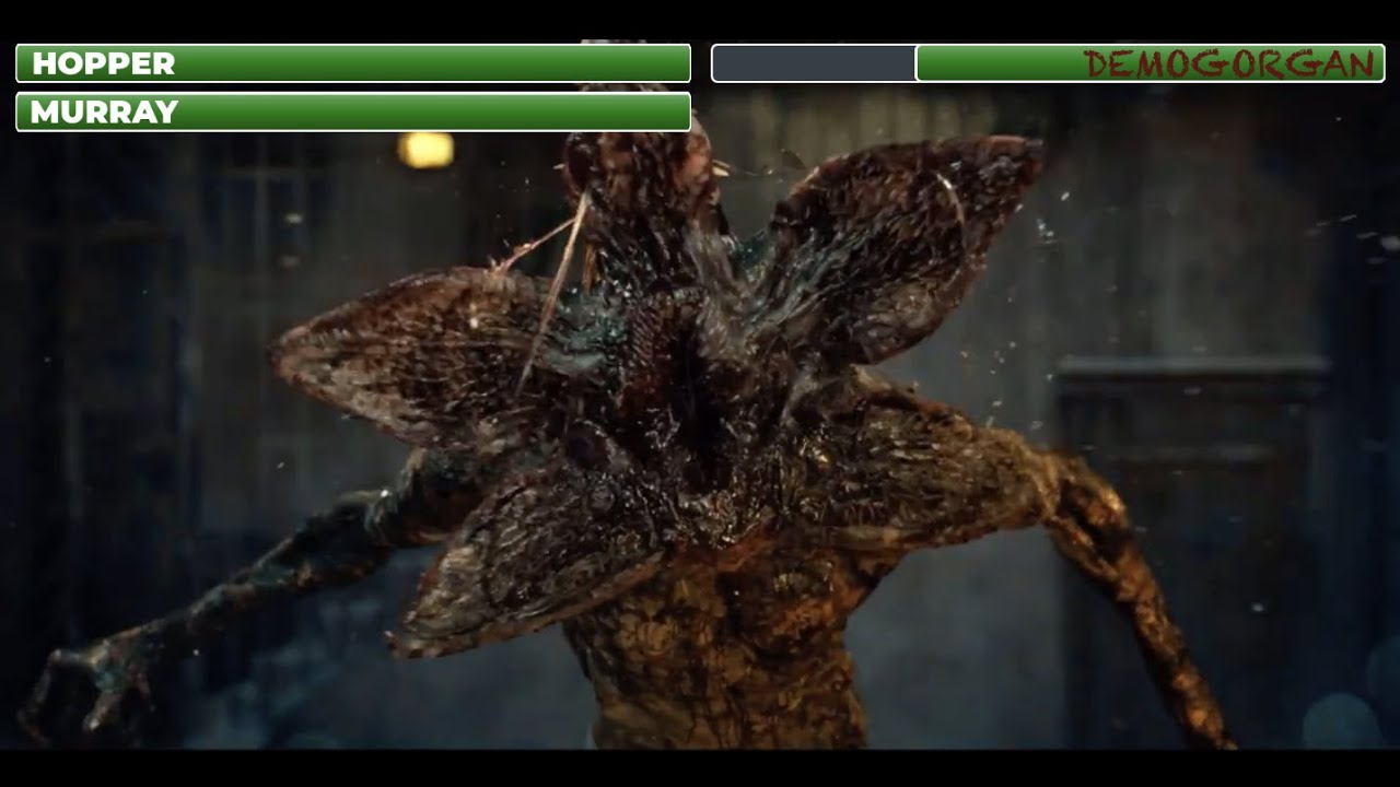 Hopper and Murray Vs. Demogorgon and Demodogs With Healthbars