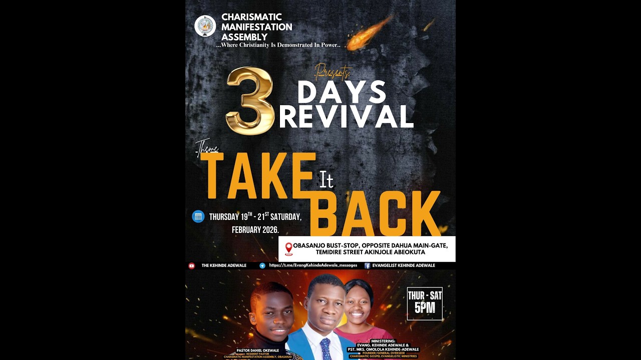 3Days Revival Meeting || Day 3 || EVANGELIST KEHINDE ADEWALE || Take It Back || 02.21.2026
