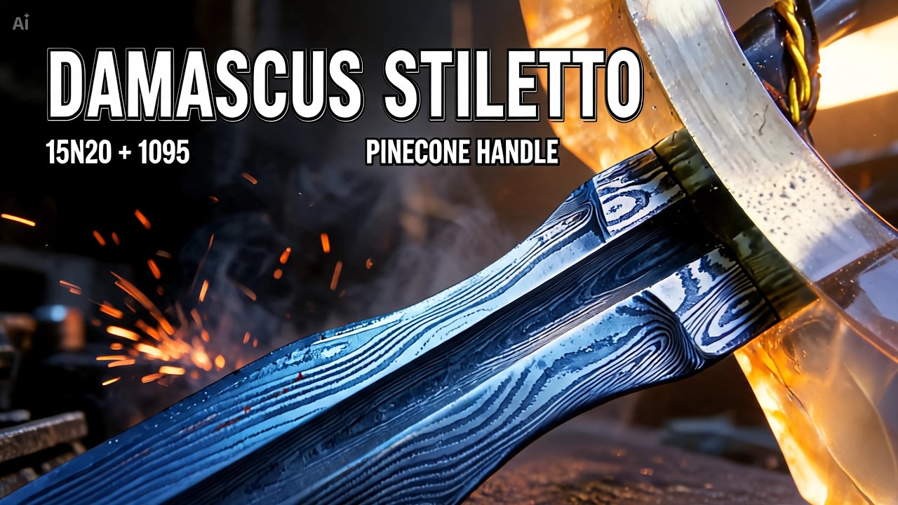 Making Damascus Stiletto Dagger 
