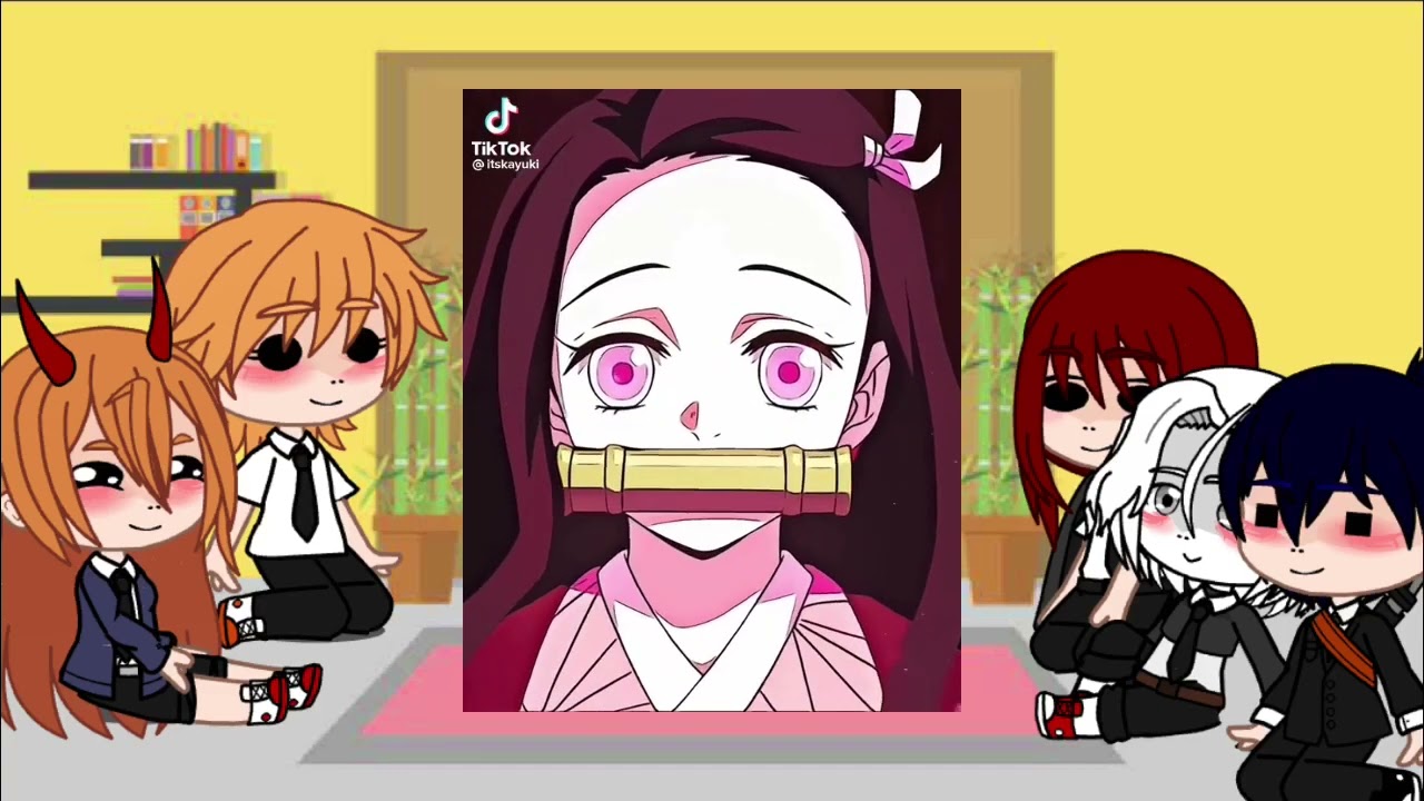 Chainsaw man react to y/n🇺🇸🇪🇸 y/n is nezuko,Mitsuri,shinobu #youtube