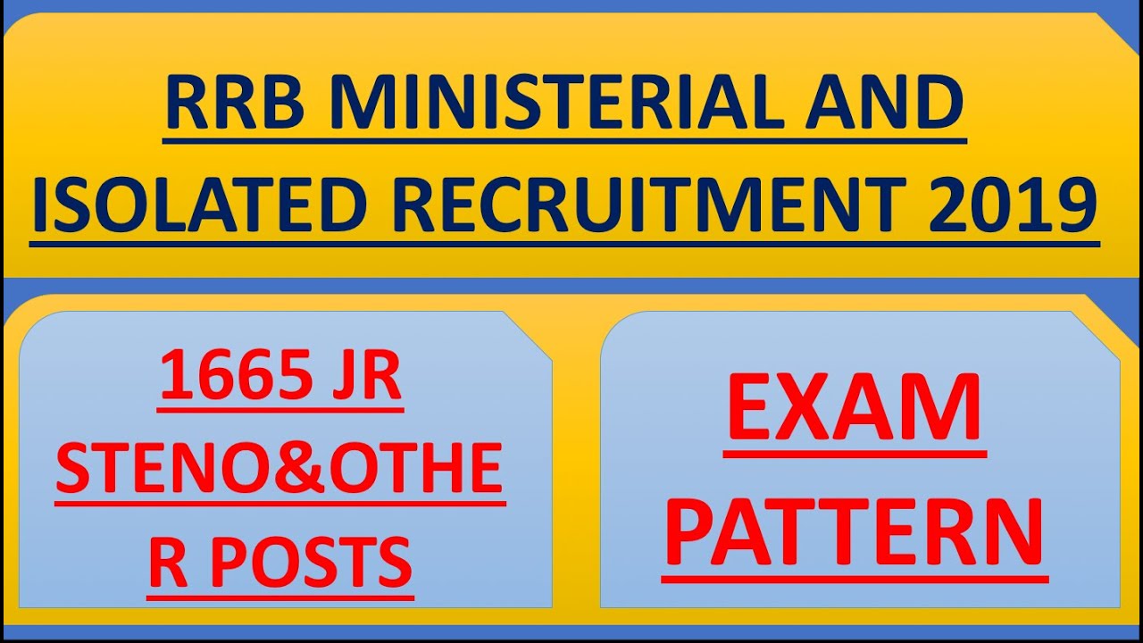RRB Ministerial and Isolated Recruitment 2019: 1665 Jr Steno & Other Posts