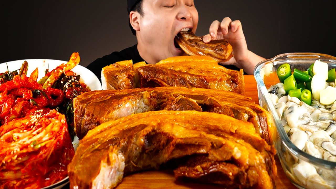 겨울 제철 건강식 굴과 부드러운 통보쌈, 보쌈김치 먹방~!! 리얼사운드 ASMR Mukbang(Eating Show)