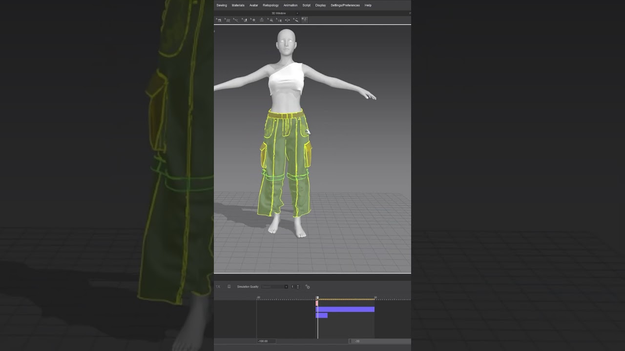Quick digital fashion practice in Marvelous Designer 💫 #3d #digitalfashion #c4d #marvelousdesigner