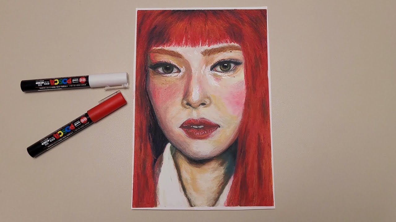 Red Hair Jennie Portrait | Oil Pastel Drawing