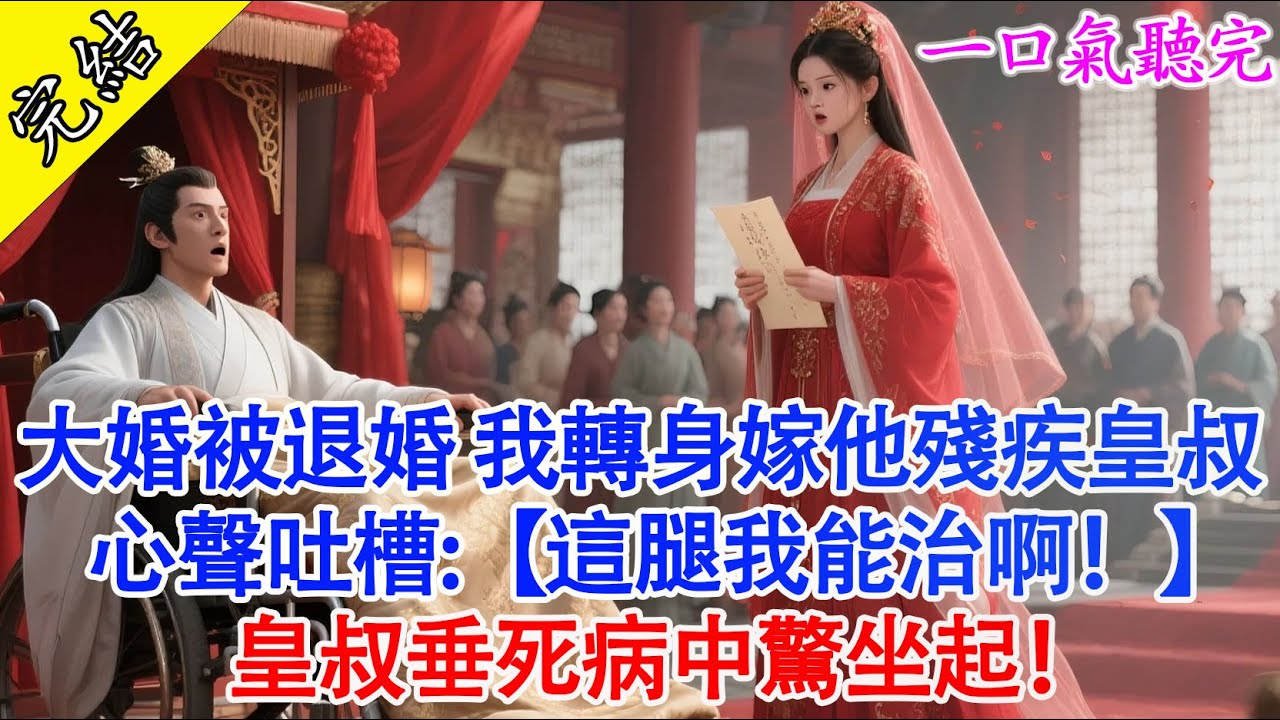 【一口氣聽完】大婚當日被渣男退婚？💔我轉身嫁給他殘疾皇叔！♿️心裏吐槽：這腿我能治！皇叔聽見心聲後寵我入骨！💖👰‍♀️#有聲書 #古言 #穿越 #爽文 #打臉