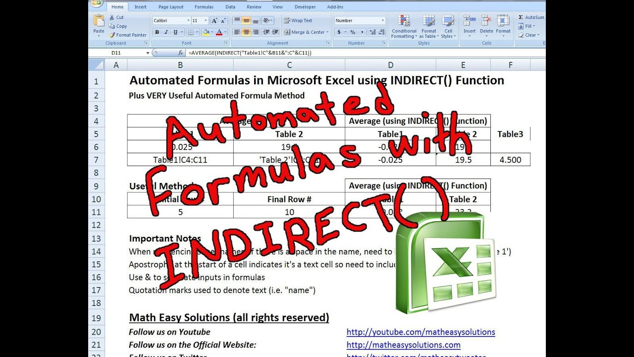 Automate Formulas using INDIRECT() Function in Excel