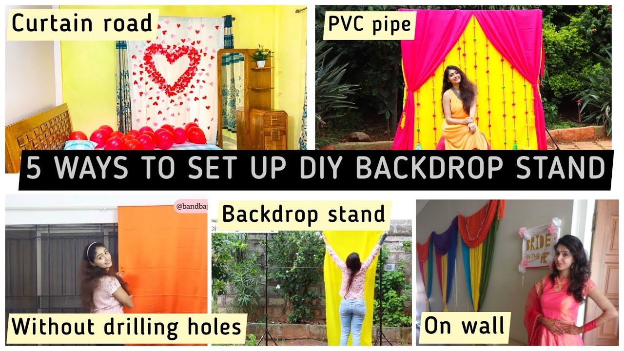 HOW TO SET UP DIY BACKDROP STAND AT HOME FOR DECORATIONS|EASY LOW COST IDEAS |WITHOUT DRILLING HOLES