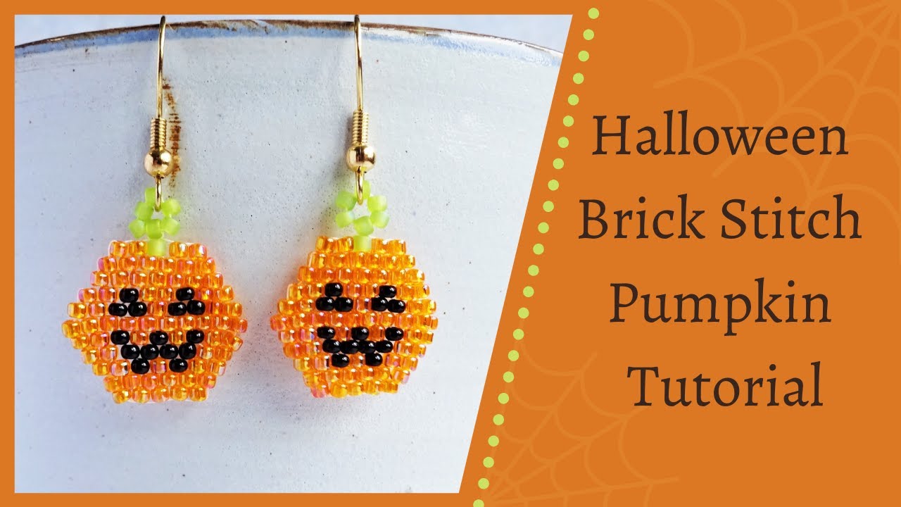 Halloween Pumpkin Brickstitch Tutorial / Easy Beadweaving Tutorial