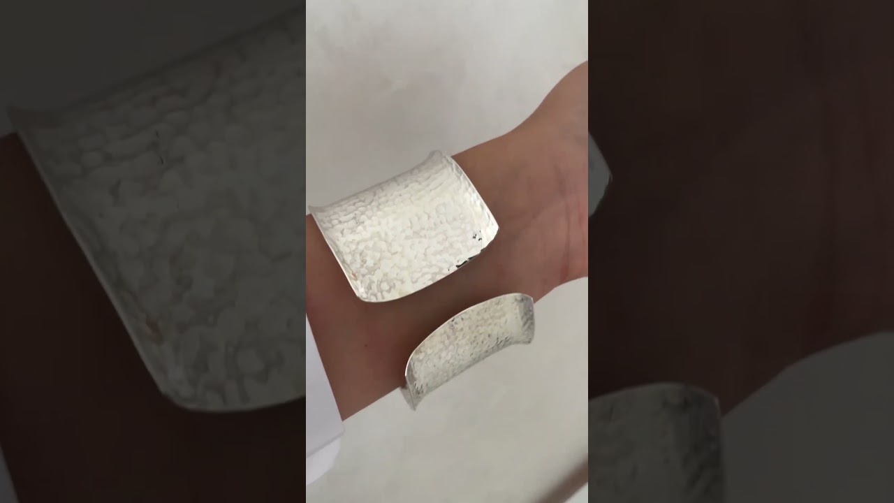 Large Hammered Sterling Silver Chunky Cuff Bangle Bracelet