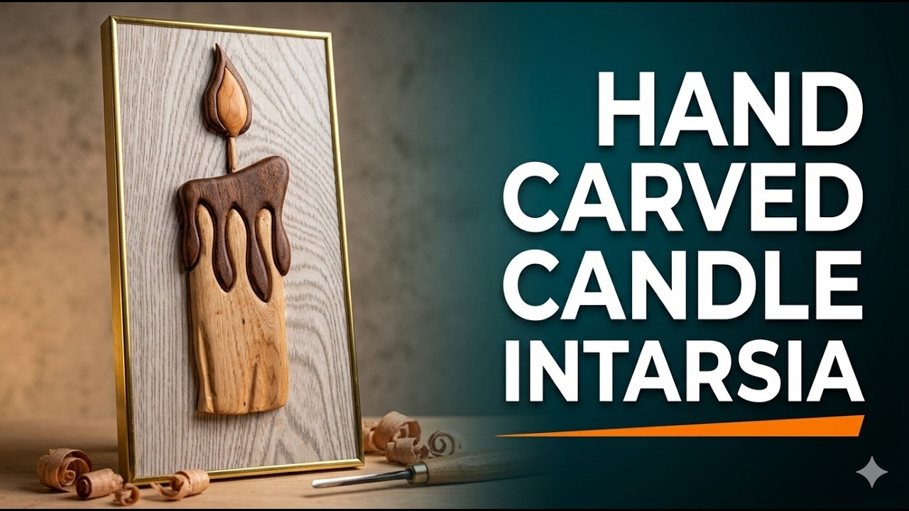 Wooden Candle Carving Tutorial 🔥 | DIY Woodworking Inlay Art for Beginners