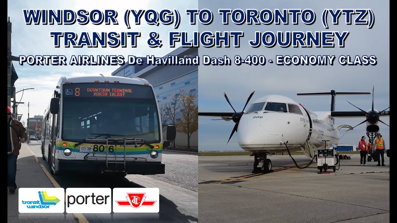 Windsor to Toronto Transit & Flight Journey (Porter Airlines Dash 8-400 - Economy Class)